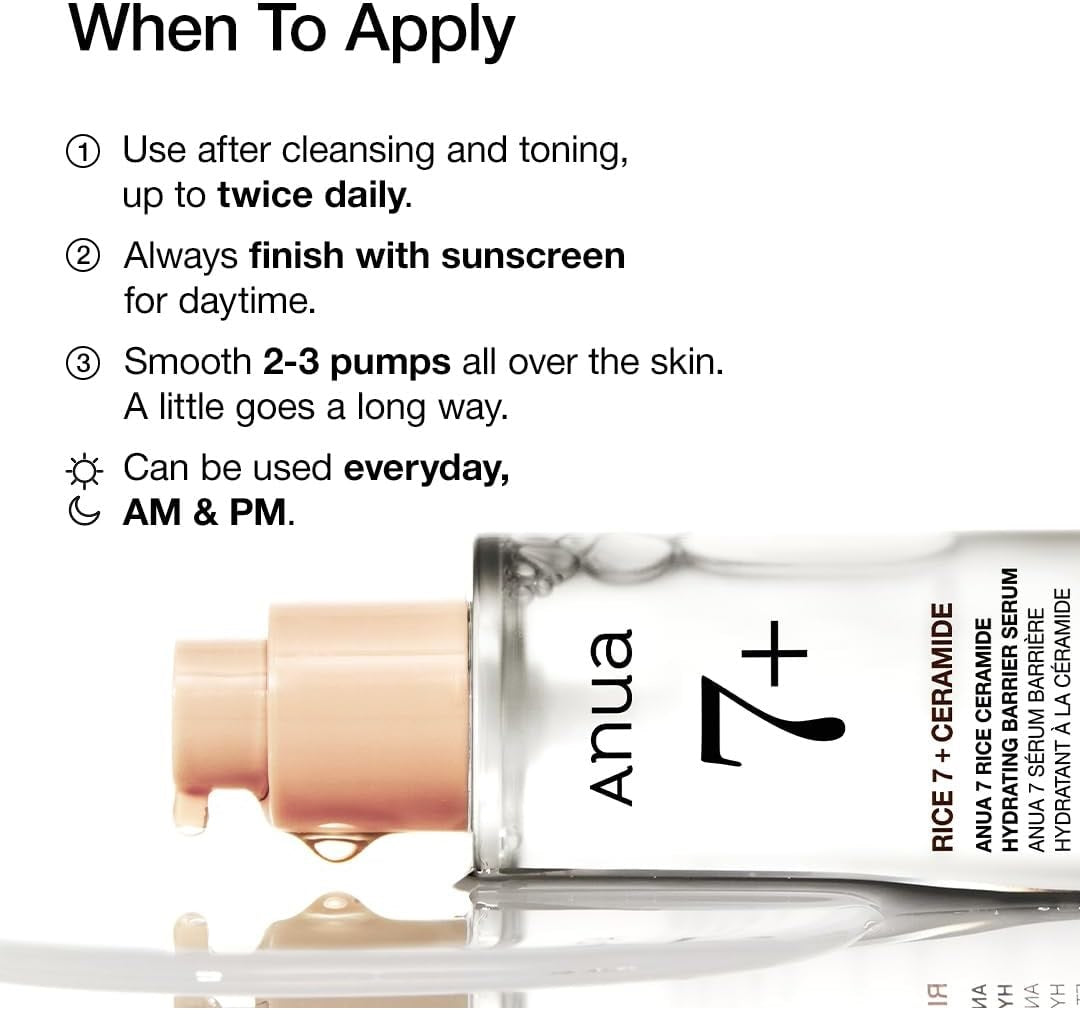 ANUA RICE CERAMIDE 7 HYDRATING BARRIER SERUM
