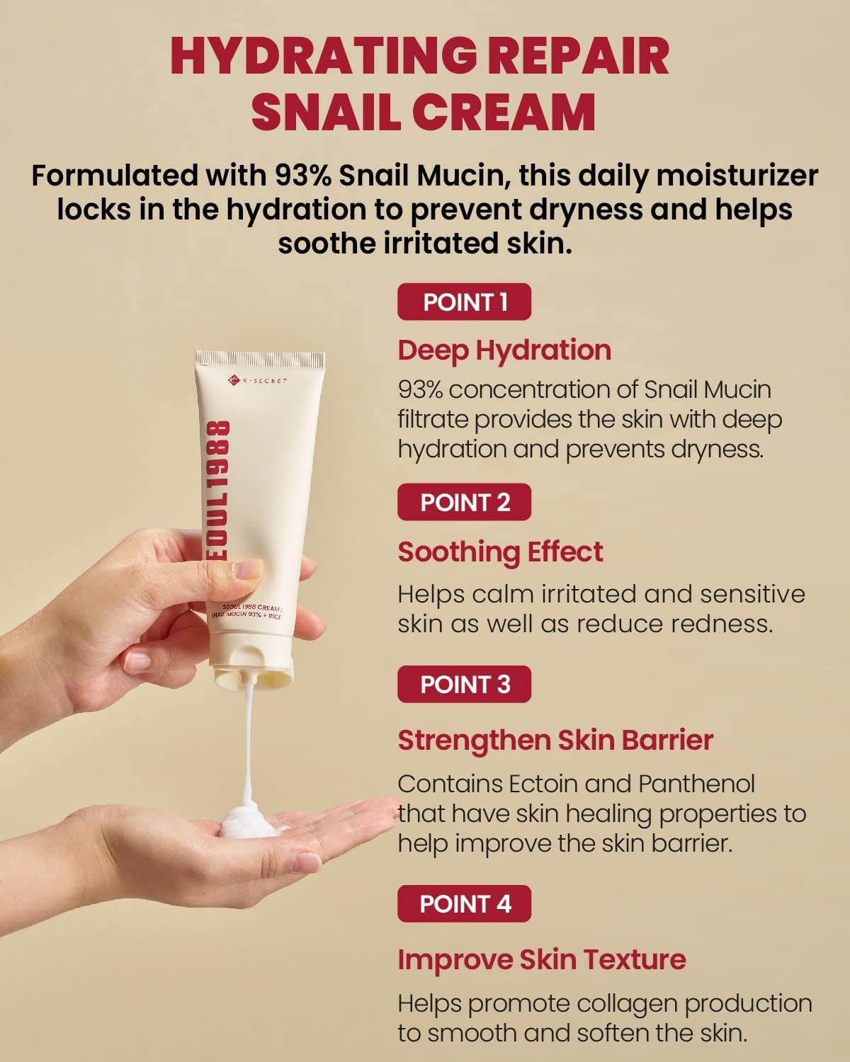 KSECRET SEOUL 1988 CREAM: SNAIL MUCIN 93% + RICE