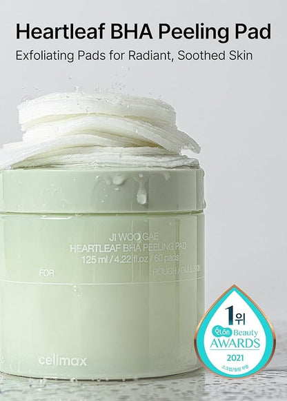 CELIMAX JI WOO GAE HEARTLEAF BHA PEELING PAD (60 Pads)