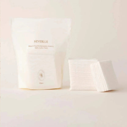 HEVEBLUE BLEACH-FREE BIODEGRADABLE STRETCHY 100% COTTON PADS
