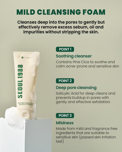 KSECRET SEOUL 1988 CLEANSING FOAM: PINE CICA 1% + PROBIOTICS