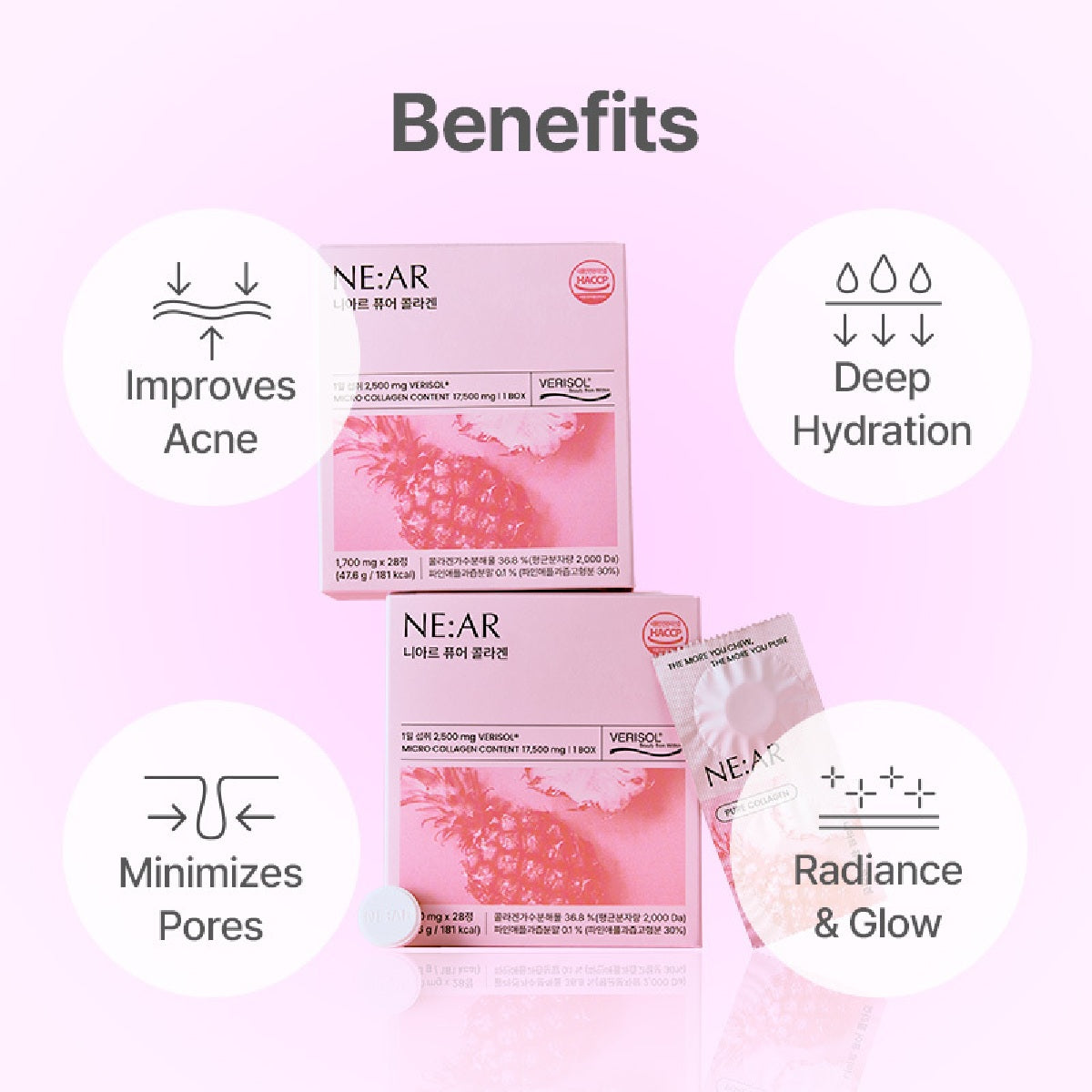 NEAR GLOW COLLAGEN CHEWS PINEAPPLE AND ORANGE FLAVOR