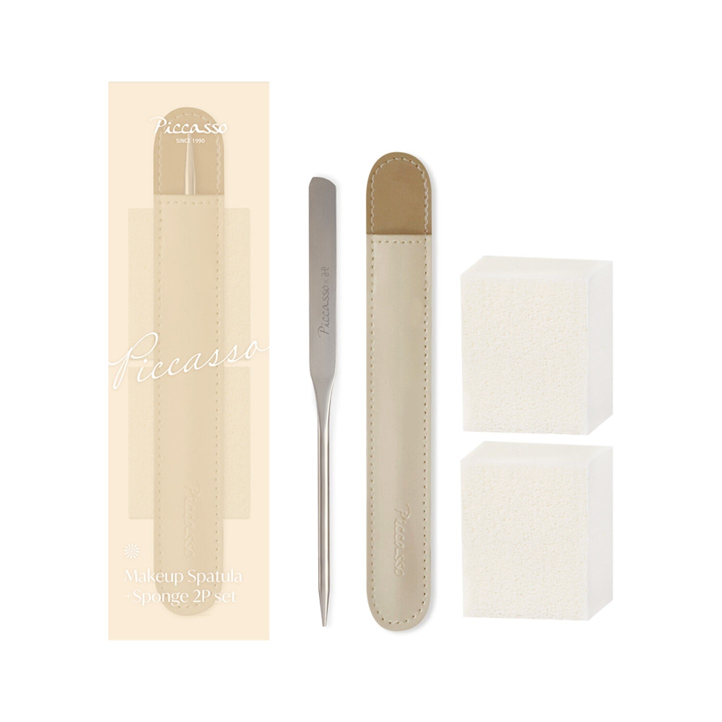 PICCASSO Makeup Spatula Special Set (+ Latex Square Sponge 2P)