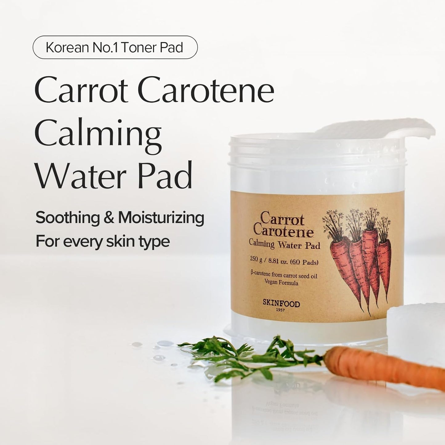 SKINFOOD CARROT CAROTENE CALMING WATER PAD (60 PADS)